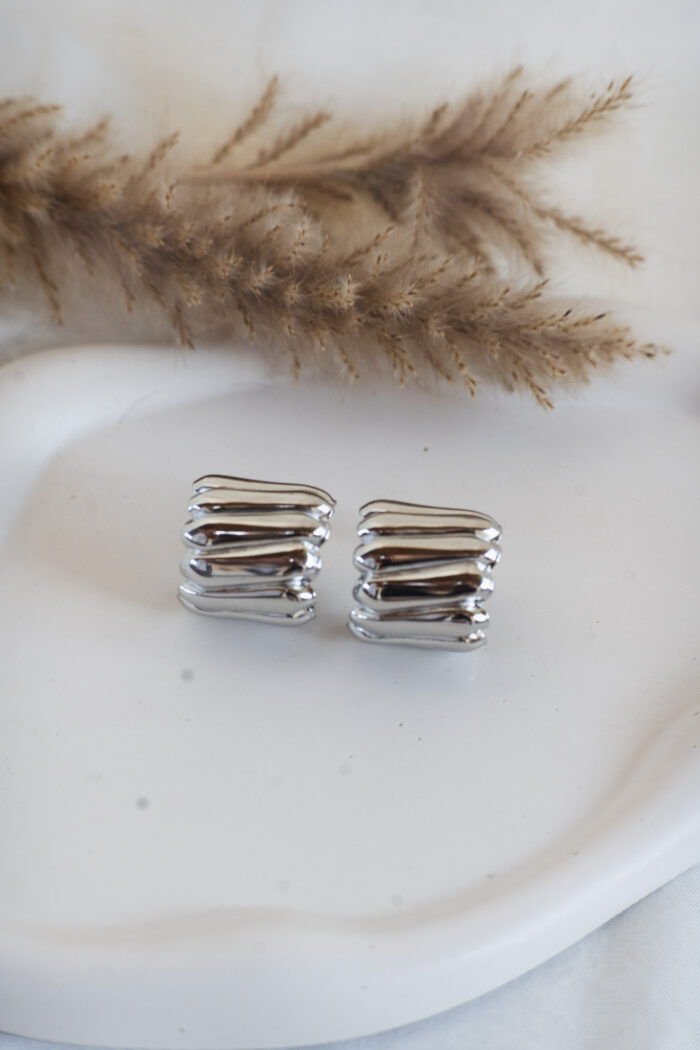 Silver Wave Hoops