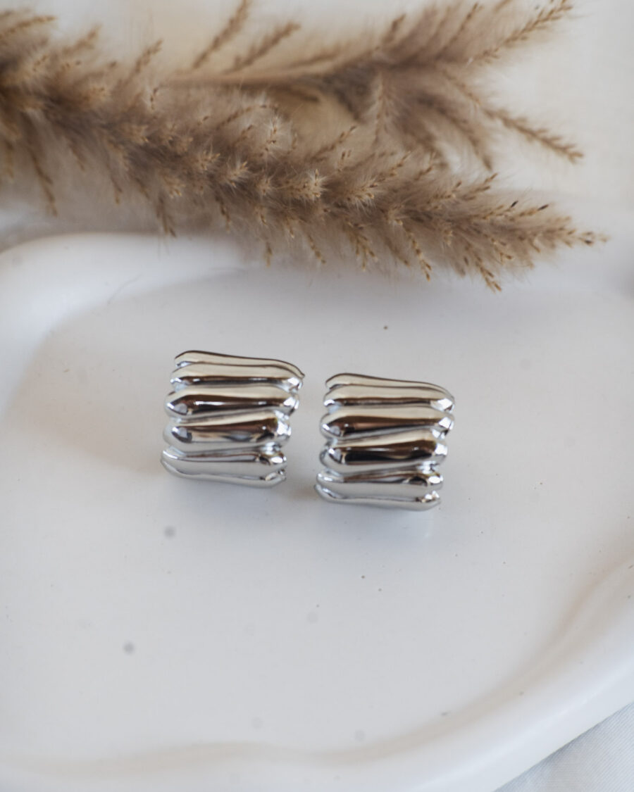 Silver Wave Hoops