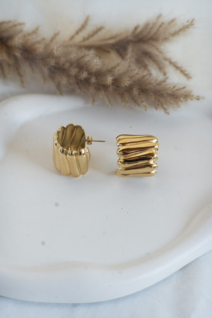 Silver Wave Hoops
