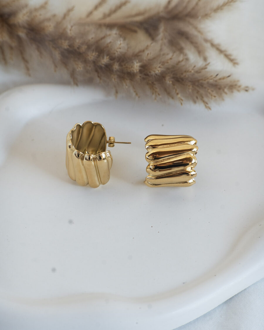 Silver Wave Hoops
